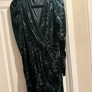 Tommy Hilfiger Dark Green Velvet Floral Dress
